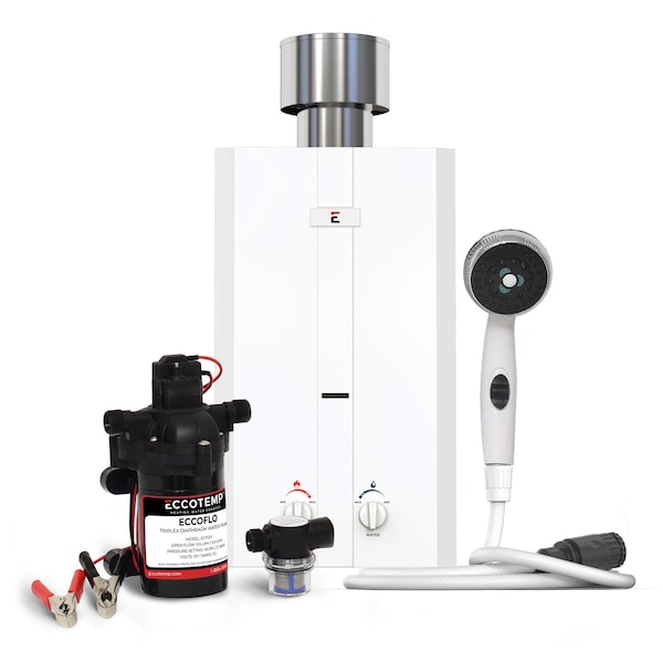 Eccotemp L10 Portable Outdoor Tankless Water Heater w/ EccoFlo 12V Pump, Strainer & Shower head L10-PSSET - main