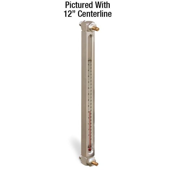 Oil-Rite Aluminum Liquid Level Gage, Card Thermometer & Shutoff, 36in. Centerline Distance, Viton Seals B3540-53600VA1W - main