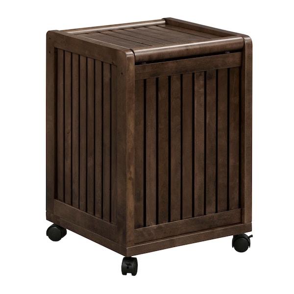 Homeroots Espresso Solid Wood Rolling Laundry Hamper With Lid 380047 - main
