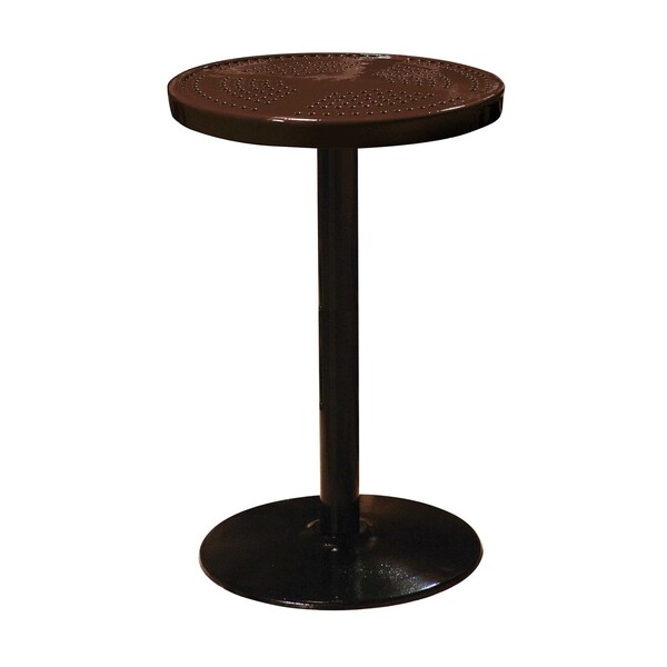 Leisure Craft 24" Round Perforated Pedestal Table, Portable, 40"H, Brown 24TAB40-BROWN - main