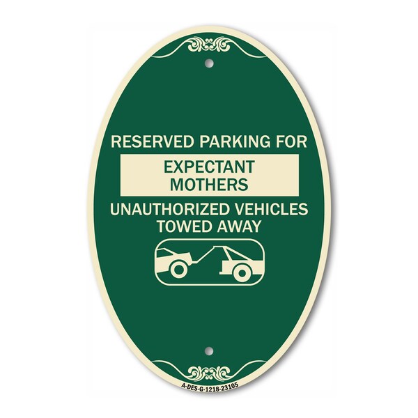 Signmission Reserved Parking for Expectant Mothers Unauth, 12 In X 18 In Architectural, Heavy Gauge Aluminum A-OV-G-1218-23105 - main