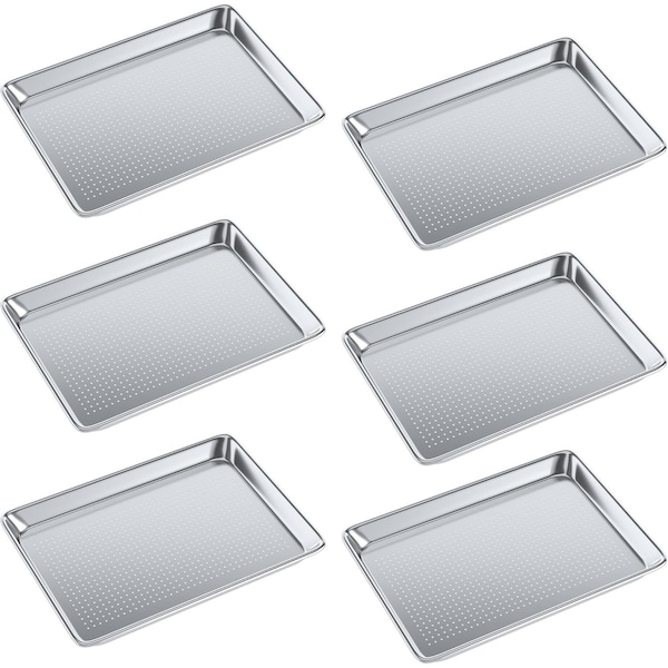Amgood 13 in. x 18 in. Half Size Perforated Aluminum Bun / Sheet Pan, 6PK AMG PBP-19G-1813-6PK-Z - main