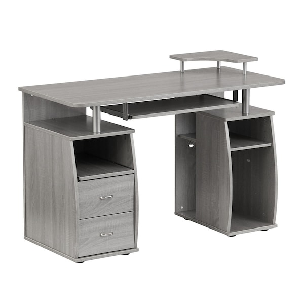Homeroots 47" Gray Wood Computer Desk With Two Drawers 723756 - main