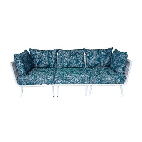 Bfm Seating Cayman Sofa - Medium Gray flat rope, White powder coat aluminum, ganging bracket PHPGRWH-P68 - main