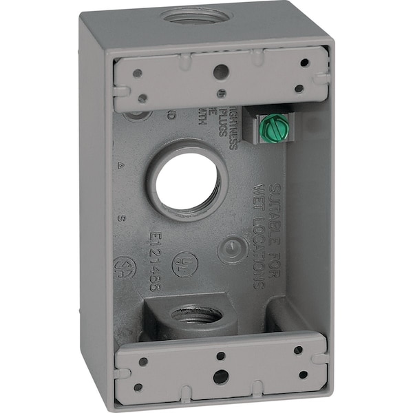 Southwire Single Gang 1/2'' 3-Hole Gray Weatherproof Junction Box WB1350-UPC - main