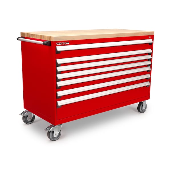 Tekton Rolling Tool Cabinet, 7 Drawer, Red, Steel, 60 in W x 27 in D x 41-1/2 in H OCL63200LWT - main