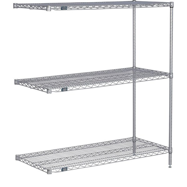 Global Industrial Nexel 3 Shelf, Nexelate Silver Epoxy Wire Shelving Unit, Add On, 48"W x 24"D x 54"H B3151924 - main