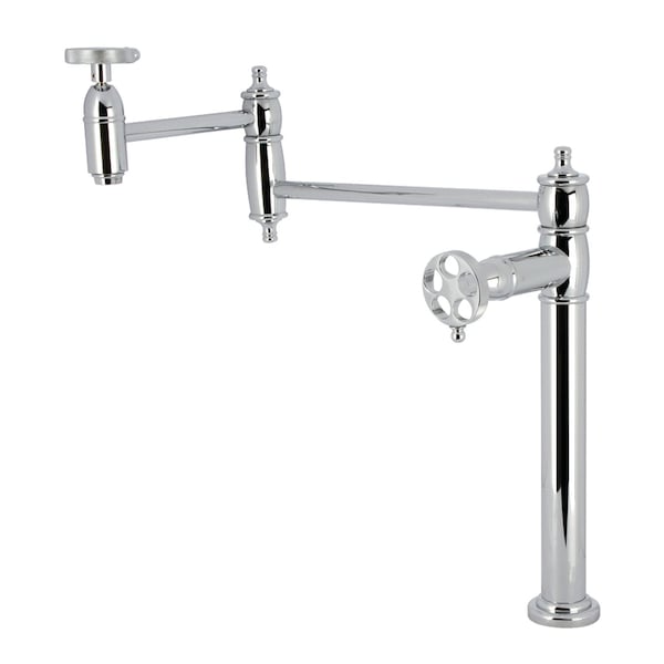 Kingston Brass Deck Mount Pot Filler Faucet with Knurled Handle, Polished Chrome KS3701RKZ - main