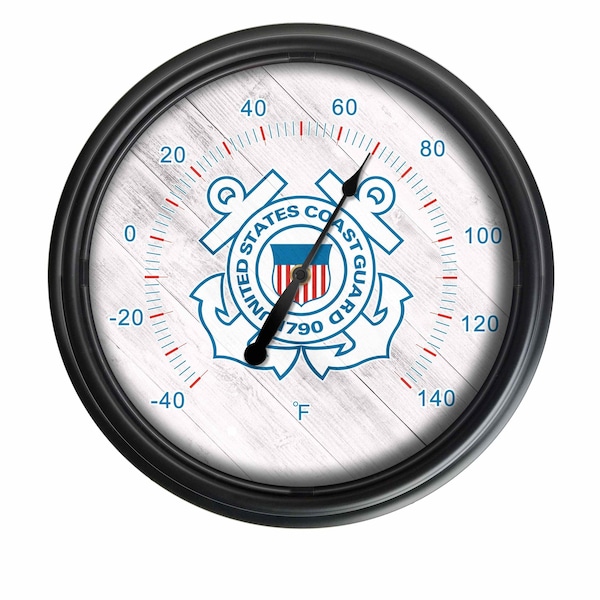 Holland Bar Stool Co United States Coast Guard Indoor/Outdoor LED Thermometer ODThrm14BK-08CstGrd - main