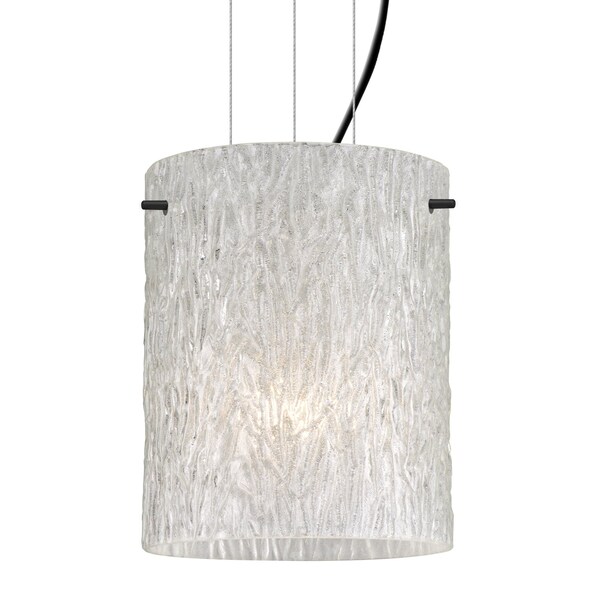 Besa Lighting Besa Tamburo 8 Cable Pendant, Glitter Stone, Black Finish, 1x 11W LED 1KG-4006GL-LED-BK - main