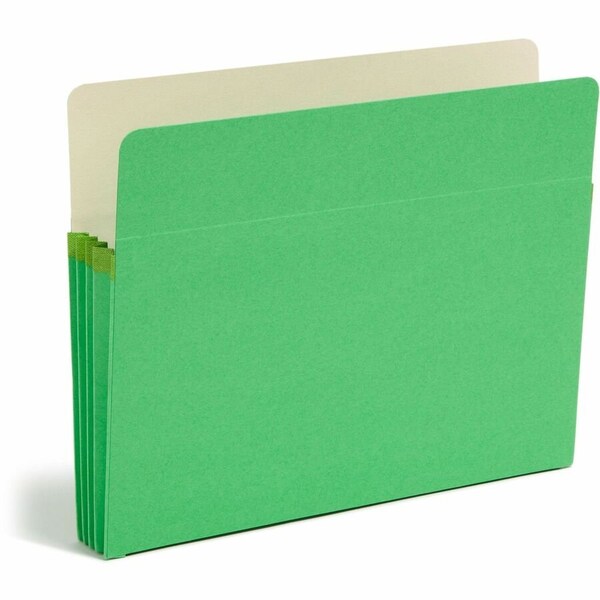 Smead COLORED FILE POCKETS, 3.5in EXPANSION, LETTER SIZE, GREEN 73226 - main