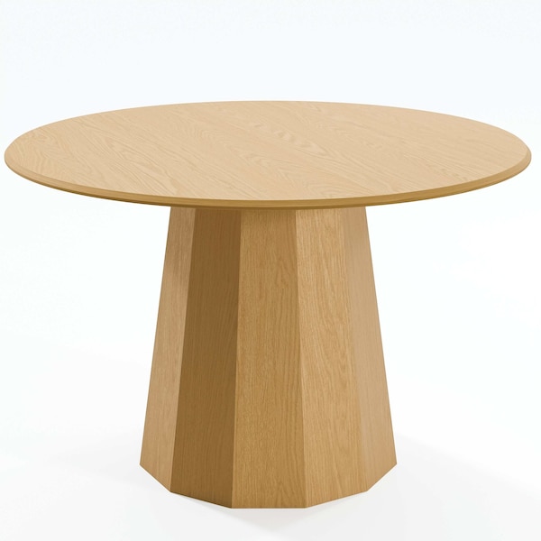 Homeroots 46" Natural Wood Pedestal Base Round Top Dining Table 721088 - main