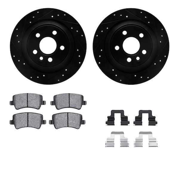 Dynamic Friction Co DFC Rotors-Drilled & Slotted-Black w/ EURO 5000 Ceramic Brake Pads Incl Hdw 8612-11021 - main