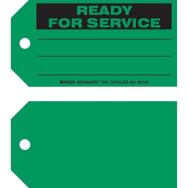 Brady Maintenance Tag Paper 3 in H x 5.75 in W Black on Green 100/PK, 100PK 86745 - main
