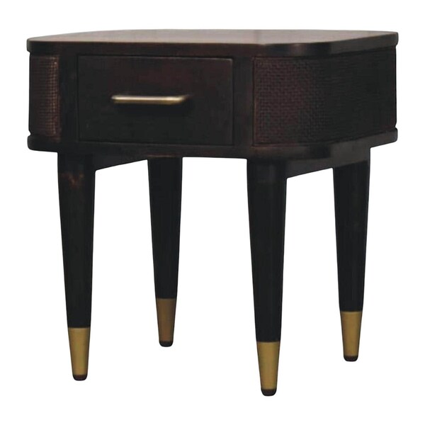 Homeroots 18" Mocha Solid Wood Round One Drawer Nightstand 722584 - main