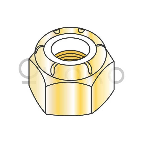 Oxoxo 1/4-20 NE Nylon Insert Hex Lock Nut Zinc Yellow, 2000PK 414357 - main