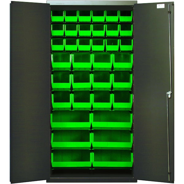 Quantum Storage Systems STORAGE CABINET W/36 GREEN BINS QSC-36-FDGN - main