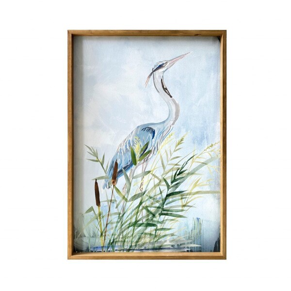 Homeroots Stunning Heron Wooden Framed Canvas Wall Art Picture Frame Graphic Art Wall Art 401759 - main
