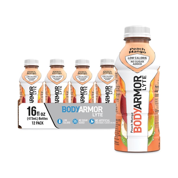 Bodyarmor LYTE Sports Drink, Peach Mango, 16 oz Bottle, 12PK 100012-1.2 - main