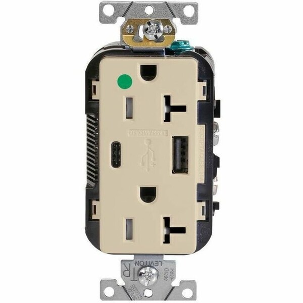 Leviton USB Receptacle, 20 A, 1/2 hp, Ivory T5833-HGI - main
