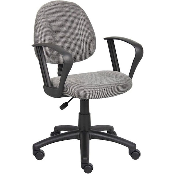 Boss B317 Posture Deluxe Office Task Chair, Gray Back, 25 in W 25" L 40" H, Loop, Tweed Seat B317-GY - main