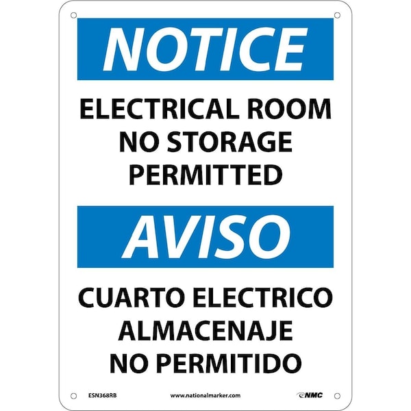 Nmc Notice Electrical Room No Storage Permitted Sign - Bilingual, ESN368RB ESN368RB - main