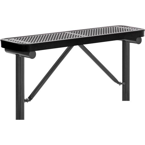 Global Industrial 4' Outdoor Steel Flat Bench, Perforated Metal, In Ground Mount, Black 695742IBK - main