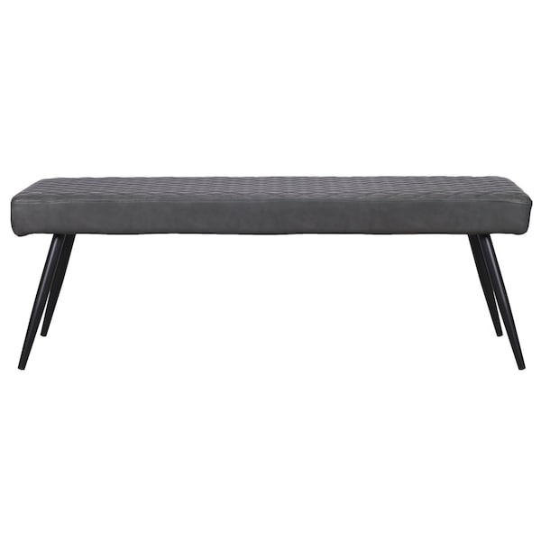 Homeroots 54in Dark Gray and Black Faux Leather Upholstered Dining Bench 558171 - main
