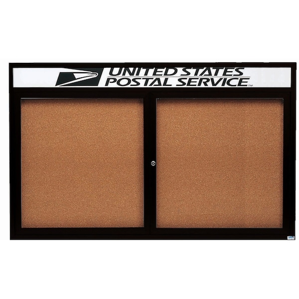 Aarco Enclosed Bulletin Board w/ Header Black Powder Coated Al Frame, 36''Hx60''W DCC3660RHBK - main