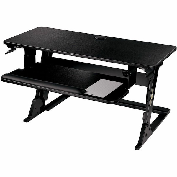 3M Rectangle Sit and Stand Desk, 35.4" W, 23.2" L, 6.2" to 20" H, Black SD60B - main