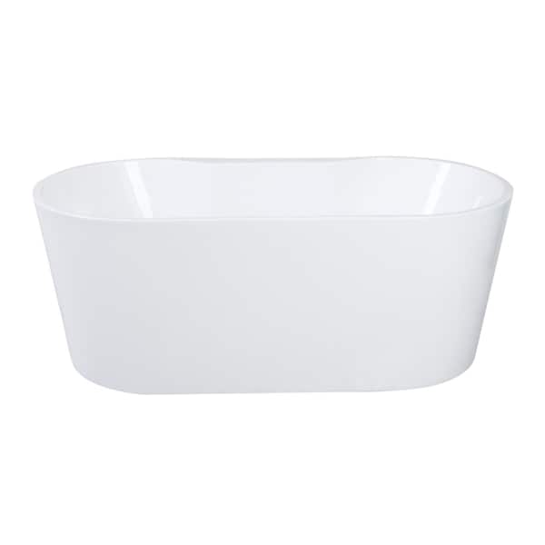 Kingston Brass 66-5/16" Acrylic Oval Double Ended Freestanding Tub with Drain, Glossy White VTDE673223 - main