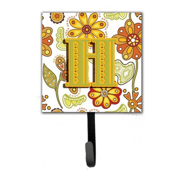 Carolines Treasures Letter H Floral Mustard And Green Leash and Key Holder CJ2003-HSH4 - main