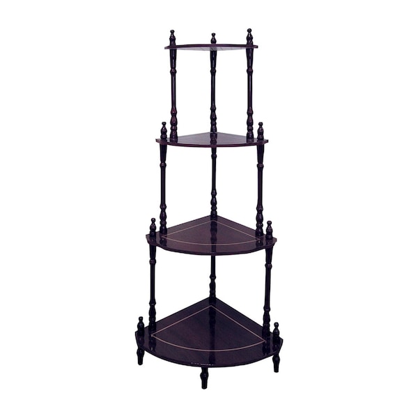 Homeroots 39" Brown Wood Four Tier Corner Bookcase 468923 - main