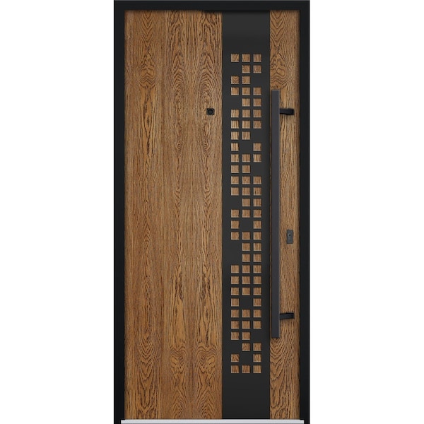 Vdomdoors Steel Door Deux 6678 Natural Oak Entry Door Painted W36xH80 Left hand Inswing DEUX6678EXD-OAK-W36 x H80-LH-I - main