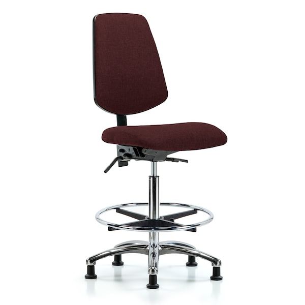 Blue Ridge Ergonomics Fab Hi Bench Chair, Med, Bk, CF, Glds, Bur, No Arms, 26" to 35-1/2" Height, Burgundy BR-FHBCH-MB-CR-T0-A0-CF-RG-F41 - main