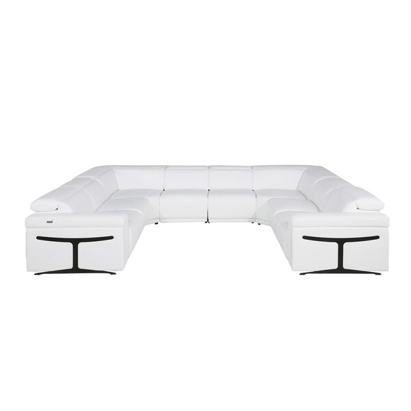 Homeroots White Italian Leather Power Reclining U Shaped Eight Piece Corner Sectional With Console 634680 - main