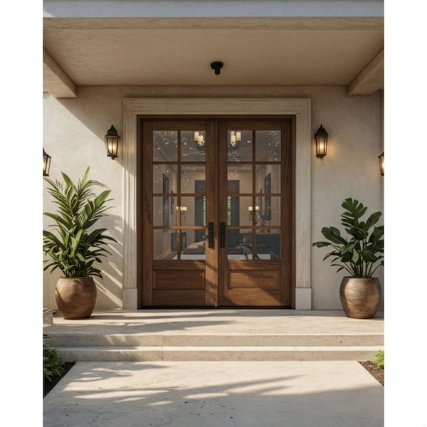Doornmore G7506, 74.5" x 82" ( 2x36" Door) Left Hand, Mahogany SDL 6 Lite, 3/4 Lite Exterior Door G7506-SW-3680_2_LI - main