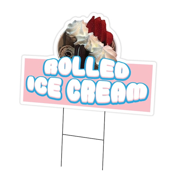 Signmission Rolled Ice Cream Die Cut Yard & Stake plastic coroplast window, C-DC-1824-Rolled Ice Cream19 C-DC-1824-DS-Rolled Ice Cream19 - main