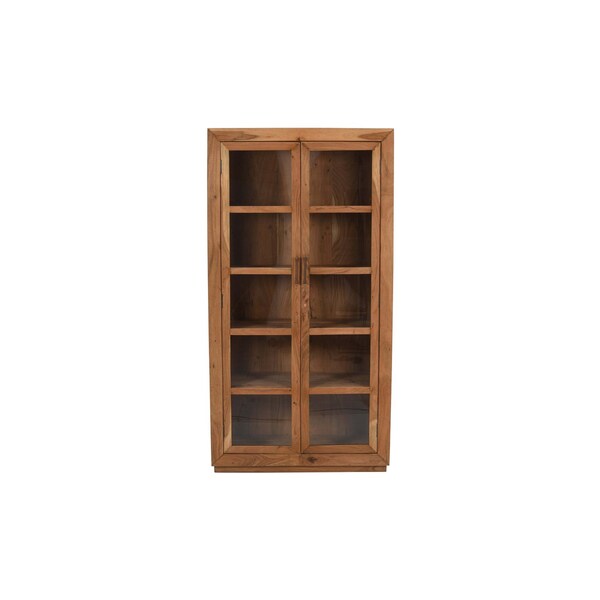 Homeroots 80in Brown Solid Wood Display Stand With Two Doors 489035 - main