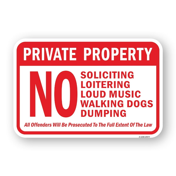 Signmission No Soliciting Loitering Loud Music Walking Dog Dum Aluminum, 18" H, A-1824-24977 A-1824-24977 - main