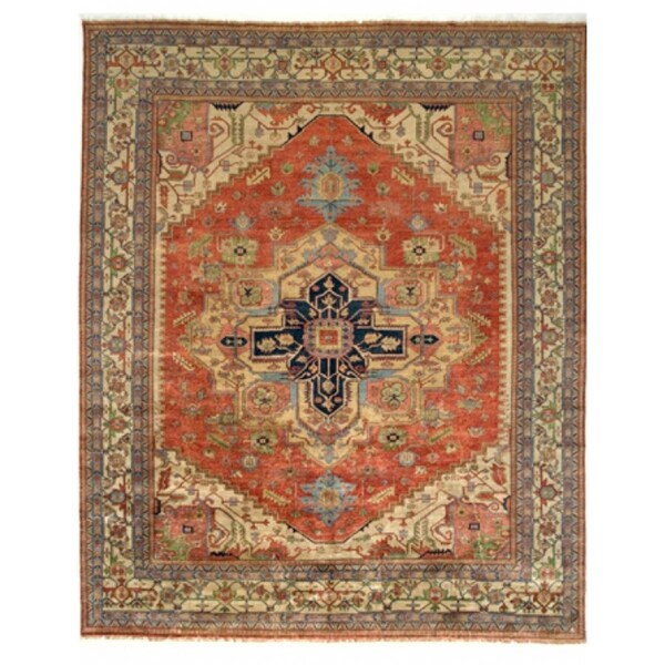Pasargad rst-nvy 4 ft. 1 in. x 6 ft. 2 in. Serapi Collection Hand-Knotted Wool Area Rug PB-10B 4x6 - main