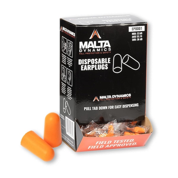 Malta Dynamics Foam Ear Plugs (200 Pairs/PK)-32dB NRR Noise Cancelling Ear Plugs for Hearing, 200PK EP0001 - main