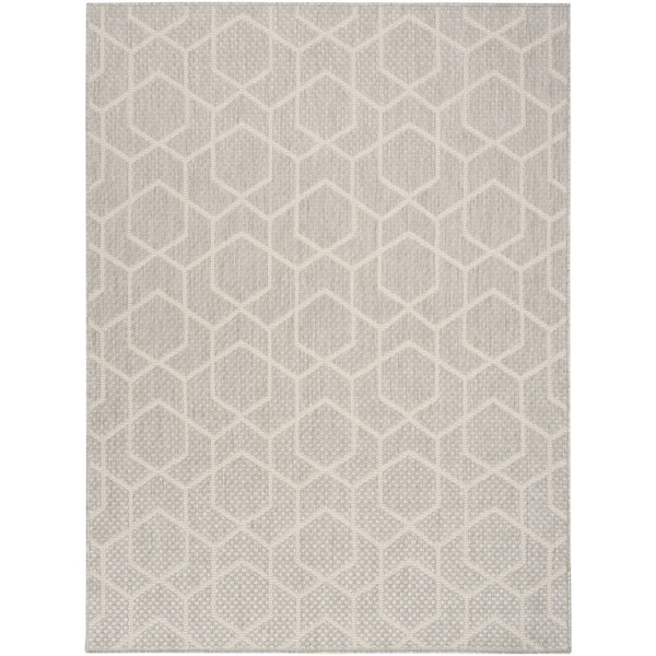 Homeroots 4' X 6' Gray And Beige Geometric Indoor Outdoor Area Rug 572626 - main