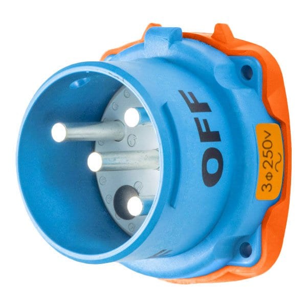 Meltric DR100 INLET POLY BLUE SIZE 4 TYPE 4X IP 69 3P+G 100 A 250 VAC 60 Hz NO AUX 31-68173-K07 - main