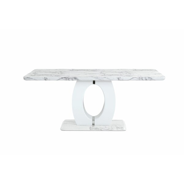 Homeroots 71" White Marble Pedestal Base Dining Table 383826 - main