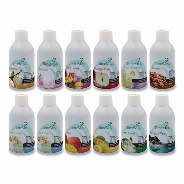 Timemist Premium Metered Air Freshener Refills, Assorted Scents, 7.1 oz Aerosol Spray, 12PK 1050698 - main