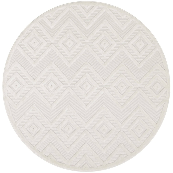 Homeroots 4' Ivory And White Geometric Indoor Outdoor Area Rug 556269 - main