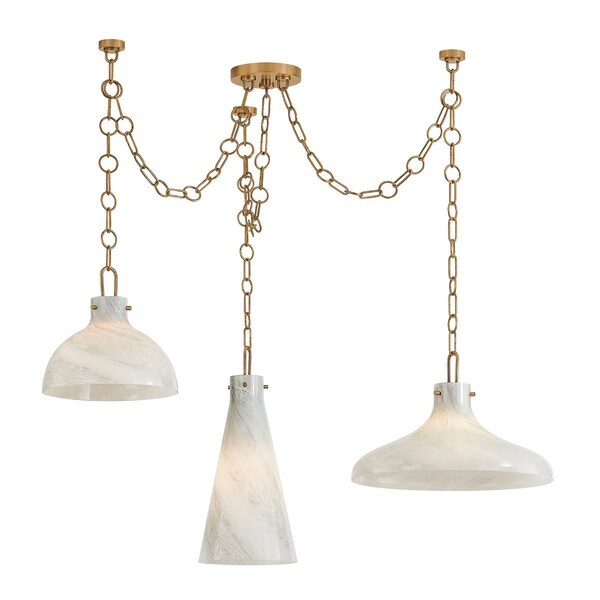 Troy Lighting Joaquin 3 Light Chandelier, Patina Brass, 41.75 In x 27.5 In F1242-PBR - main