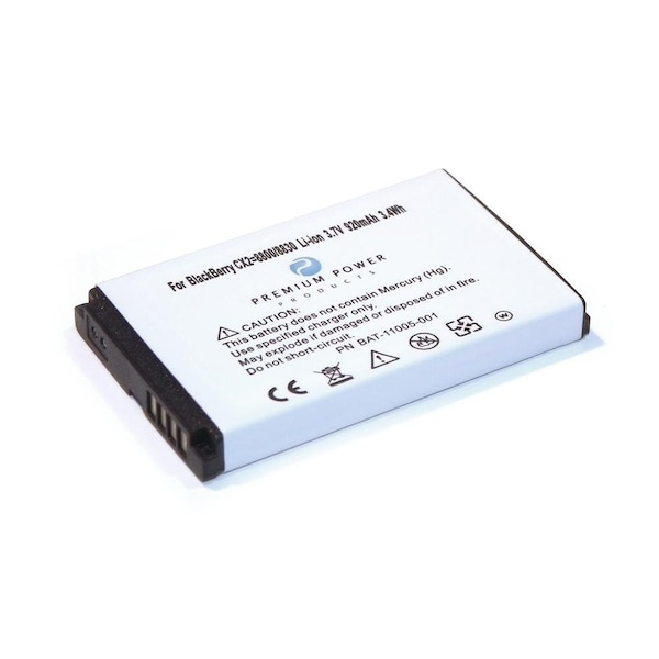 Premium Power Battery for Blackberry 8800 Cell Phones. Lithium Ion 3.7V 900mAh. C-X2 BAT-11005-001 - main
