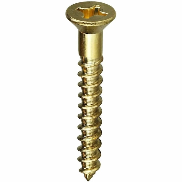 Dottie Wood Screw, #6, 1 in, Plain Brass Flat Head Phillips Drive, 100 PK PHFWB61 - main